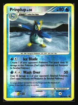Pokemon PRINPLUP 44/100 Reverse Holo (2008 Majestic Dawn) LP/Light Play - Image 1
