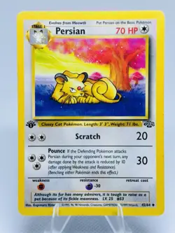 Persian 42/64 1st Edition Jungle Set Pokemon Card WOTC 1999 Non-Holo MP/LP - Image 1