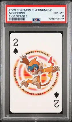 2009 POKEMON PLATINUM VERSION PLAYING CARDS 2 OF SPADES MONFERNO PSA 8 - Image 1