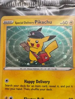 Special Delivery Pikachu SWSH074 Promo Pokemon Card - Sealed Holo Swirl - Image 3