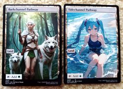 BARKCHANNEL/TIDECHANNEL PATHWAY: MTG altered-art 2-Sided magic card : HOT BABES! - Image 1