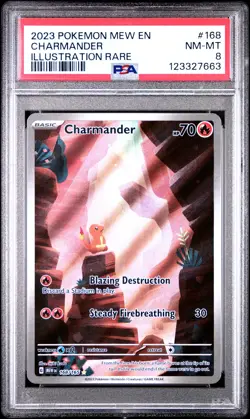 2023 POKEMON MEW EN-151 ILLUSTRATION RARE #168 CHARMANDER PSA 8 - Image 1