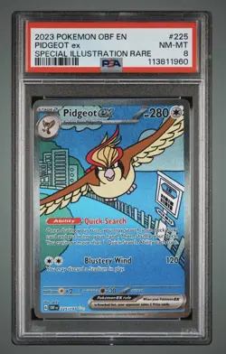 2023 POKEMON OBF EN-OBSIDIAN FLAMES SPECIAL ILLUSTRATION RARE PIDGEOT EX PSA 8 - Image 1
