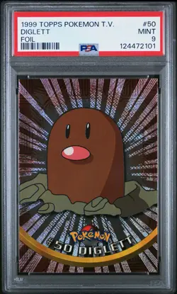 1999 TOPPS POKEMON TV FOIL #50 DIGLETT PSA 9 - Image 1