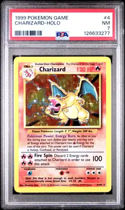 1999 POKEMON BASE SET UNLIMITED #4 CHARIZARD-HOLO PSA 7 - Image 1