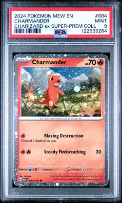 2024 POKEMON MEW EN-151 CHARIZARD EX SUPER-PREMIUM COLLECTION CHARMANDER PSA 9 - Image 1