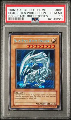 2002 YU-GI-OH! PROMO DDS-DARK DUEL STORIES #001 BLUE-EYES WHITE DRAGON PSA 10 - Image 1