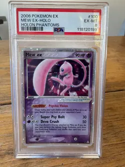 PSA 6 EX-MT 2006 POKEMON EX HOLON PHANTOMS SET MEW EX HOLO CARD 100/110 🌀SWIRL - Image 1