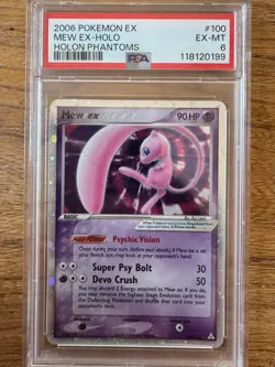 PSA 6 EX-MT 2006 POKEMON EX HOLON PHANTOMS SET MEW EX HOLO CARD 100/110 🌀SWIRL - Image 3