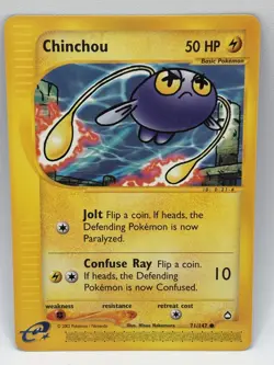 Pokemon TCG Card - Chinchou 71/147 Aquapolis Common Vintage E-Reader NM - Image 1