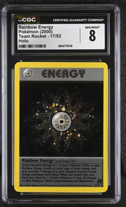 CGC 8 Rainbow Energy 2000 Team Rocket 17/82 Holo Pokemon Card - Image 1