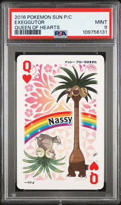 2016 POKEMON SUN PLAYING CARDS QUEEN OF HEARTS EXEGGUTOR PSA 9 - Image 1