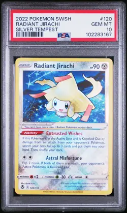 2022 POKEMON SWORD & SHIELD SILVER TEMPEST #120 RADIANT JIRACHI PSA 10 - Image 1