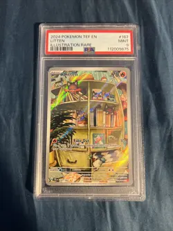 2024 POKEMON TEF EN TEMPORAL FORCES ILLUSTRATION RARE #167 LITTEN PSA 9 - Image 1
