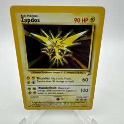 Pokemon TCG Zapdos Holo Rare Card 15/62 MP Fossil Unlimited 1999 NMT - Image 1