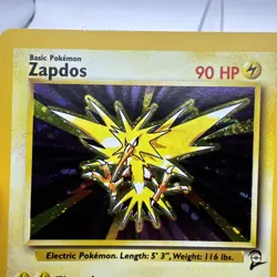 Pokemon TCG Zapdos Holo Rare Card 15/62 MP Fossil Unlimited 1999 NMT - Image 2