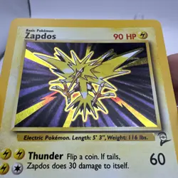 Pokemon TCG Zapdos Holo Rare Card 15/62 MP Fossil Unlimited 1999 NMT - Image 5