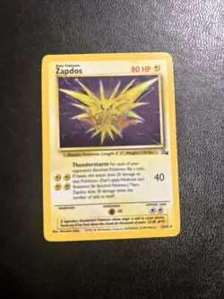 Pokemon Zapdos Fossil Rare Holo Card 15/62 Near Mint Condition. WOTC Vintage - Image 1