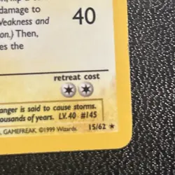 Pokemon Zapdos Fossil Rare Holo Card 15/62 Near Mint Condition. WOTC Vintage - Image 4