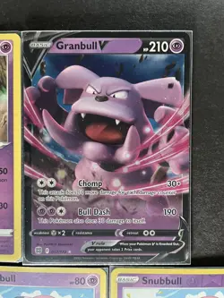 Granbull V+Granbull Rare+Snubbull (x3/1RevHOLO) 5-card mixed Pokemon lot - PWE - Image 3