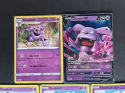 Granbull V+Granbull Rare+Snubbull (x3/1RevHOLO) 5-card mixed Pokemon lot - PWE - Image 4