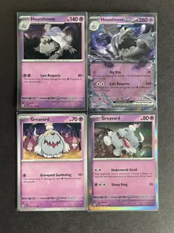 Houndstone EX+Houndstone HOLO+Greavard (x2/1HOLO) 4-card Pokemon lot- PWE - Image 1