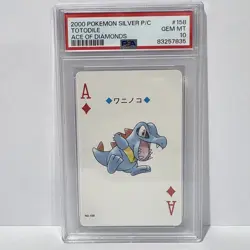 2000 POKEMON Silver VERSION PLAYING CARDS ACE OF DIAMONDS #158 TOTODILE PSA 10 - Image 1