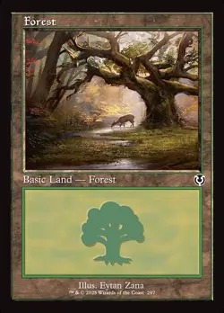 4x Innistrad Remastered Retro Forest Land, MTG Lands, Forest, 4 Pack, 297 - Image 1