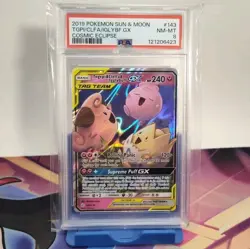 Togepi & Cleffa & Igglybuff GX 143/236 Cosmic Eclipse Ultra Rare Pokemon PSA 8 - Image 1