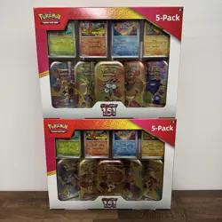 Lot of 2✅ Pokemon Scarlet & Violet 151 5-pack Mini Tins + 4 Promo Cards ✅ Costco - Image 1