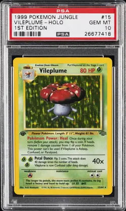 1999 POKEMON JUNGLE 1ST ED #15 VILEPLUME-HOLO PSA 10 - Image 1