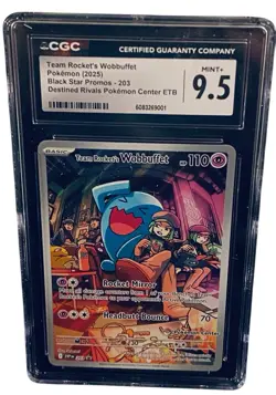 Pokemon Team Rockets Wobbuffet #203 Black Star Promo Pokemon Center Stamped 🔥 - Image 4