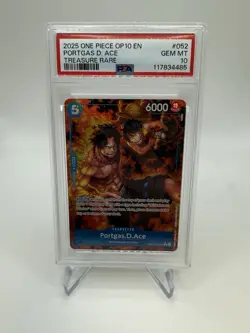 One Piece Card Game TCG Portgas.D.Ace OP08-052 TR PSA 10 - Image 1
