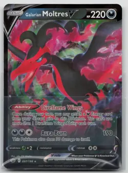 Pokemon Card Galarian Moltres V Ultra Rare SWSH06: Chilling Reign 097/198 NM - Image 1