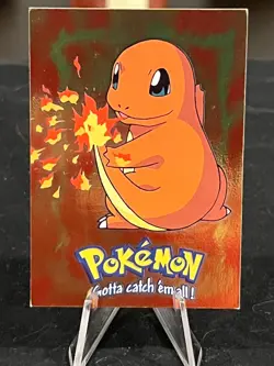 Pokemon Card - Vintage 1999 Holo Foil Topps Charmander Black Logo E4 of 12 #04 - Image 1