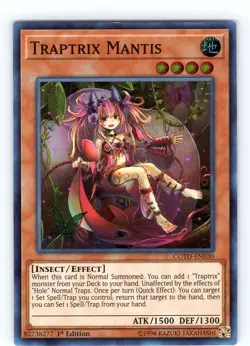 Yu-Gi-Oh TCG Traptrix Mantis COTD-EN030 1st Edition Super Rare Card LP-NM - Image 1