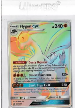Pokemon Flygon GX Rainbow Rare 256/236 - Cosmic Eclipse - Secret Rare Holo - Image 1