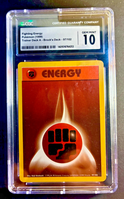1999 POKEMON GAME FIGHTING ENERGY 97/102 Trainer Deck "A" w/ Red Border - CGC 10 - Image 1