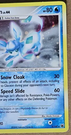 Glaceon Majestic Dawn HOLO Pokemon Card 2008 TCG 5/100 - Image 3