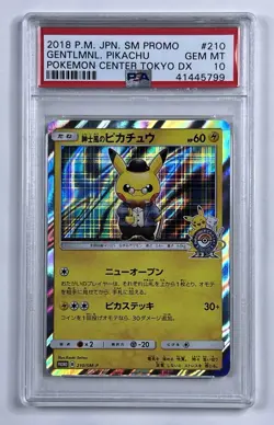 PSA 10 2018 Gentleman Pikachu Promo 210/SM-P Pokemon Center Tokyo DX Japanese - Image 1
