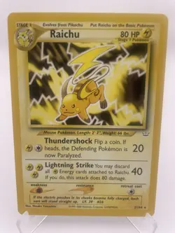 Raichu - 21/64 Rare Pokemon TCG Neo Revelation Unlimited - English LP - Image 1