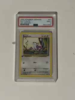Pokemon 1st Edition Base Set German Rattata (Rattfratz) 61/102 PSA 9 MINT - Image 1