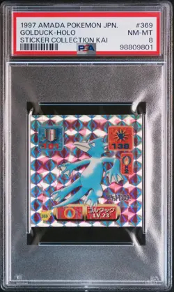 1997 AMADA POKEMON JPN STICKER COLL KAI #369 GOLDUCK-HOLO PSA 8 - Image 1