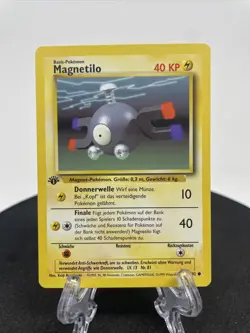 1st Edition Magnemite (Magnetilo) 53/102 German Base Set Pokemon Card LP/ NM - Image 1