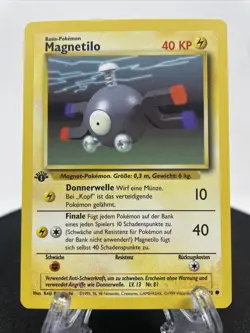 1st Edition Magnemite (Magnetilo) 53/102 German Base Set Pokemon Card LP/ NM - Image 3