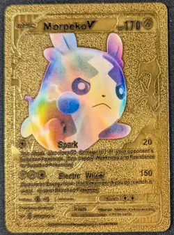 Morpeko V Gold Foil Fan Art Vinyl Textured Collector Pokemon Card 079/202 - Image 1