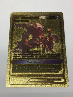 Pokemon Umbreon & Darkrai GX Tag Team Gold Foil Fan/Display Art Card - Image 1