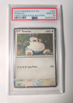 PSA 10 Snorlax #122 Scarlet & Violet Promo Card Three Pack Blisters - Image 1