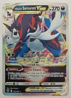 Hisuian Samurott VSTAR 102/189 Pokemon Astral Radiance Ultra Rare Card NM - Image 1