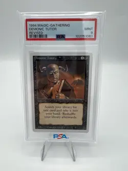 PSA 9 Mint Demonic Tutor 1994 MTG Revised Edition Magic The Gathering Black - Image 1